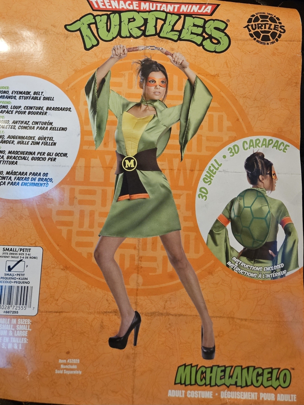 NWOT Teenage Mutant Ninja Turtles Michaelangelo Costume Adult Small/Petite